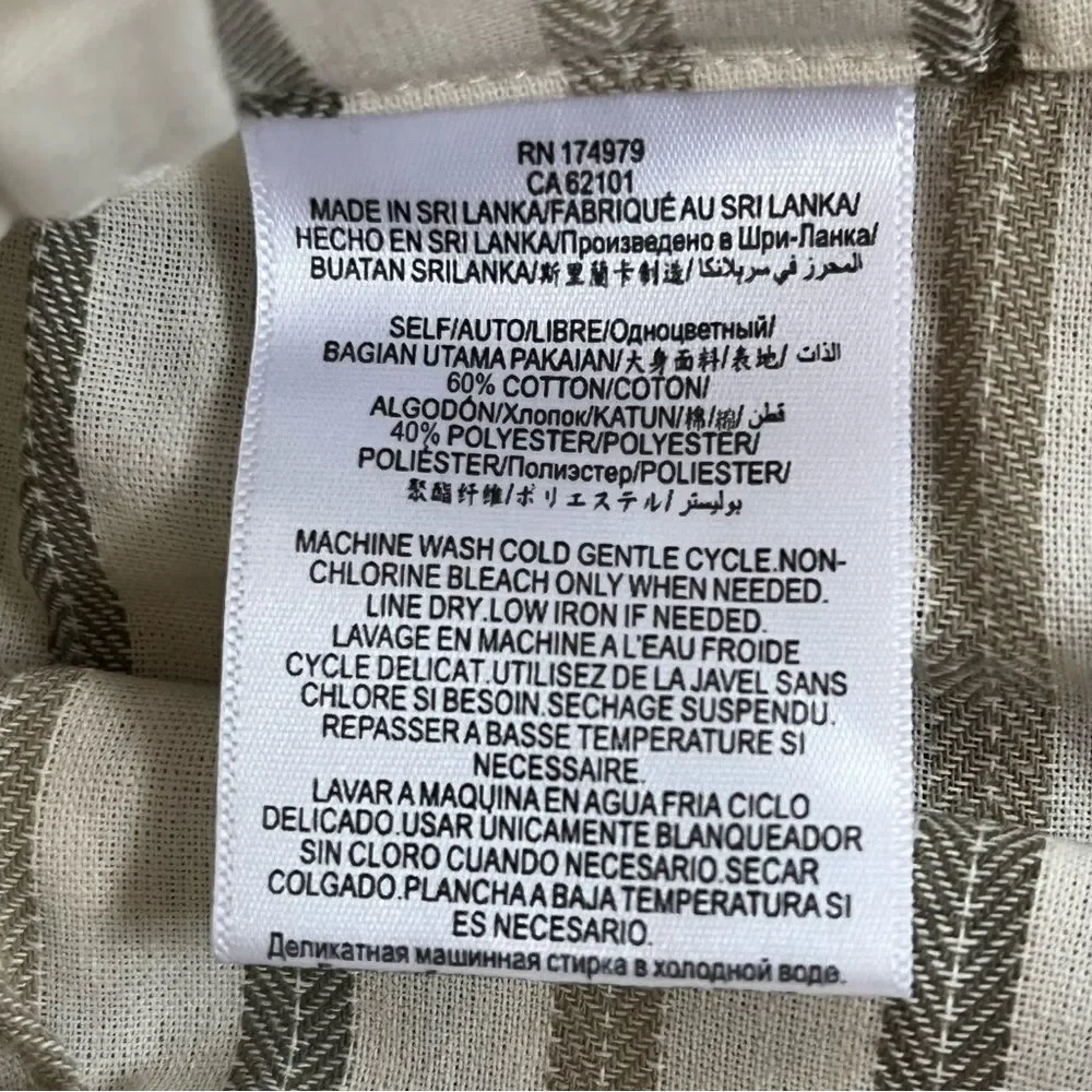 BCBGeneration Cream/Olive Herringbone Stripe Paperbag Pull On Shorts Size Medium